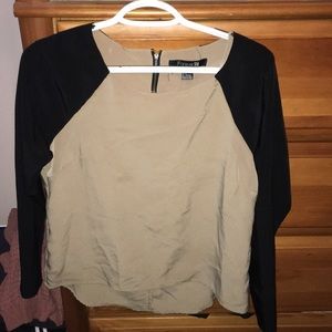 Nude and black long sleeve shirt, size small
